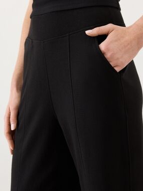 NEW Pact Organic Cotton Airplane Pintuck Wide Leg Pant Black - Medium